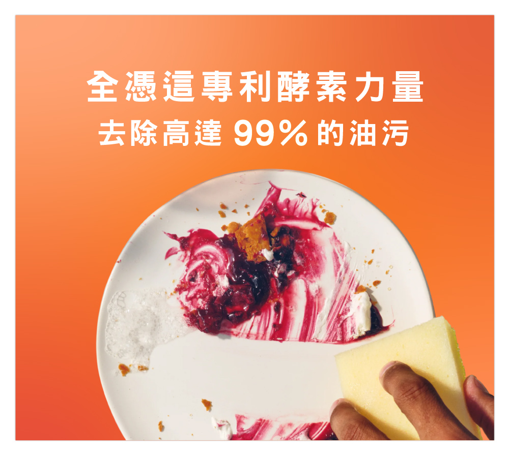 全憑這專利酵素力量去除高達 99%的油污